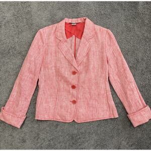 Peter Nygard Jacket Women's Size 4 Pink/Red Linen Long Sleeves